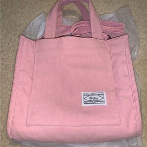 Pink Canvas Crossbody Tote Bag